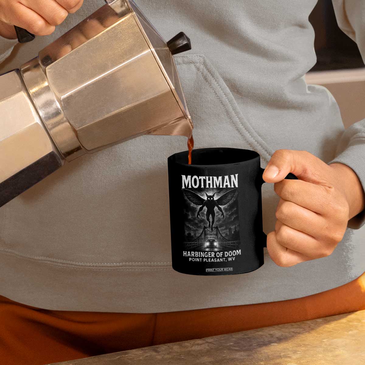 Mothman Coffee Mug Horror Poster Halloween Harbinger of Doom Cryptid Creature TS10 Print Your Wear