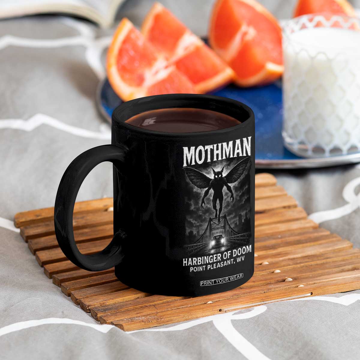 Mothman Coffee Mug Horror Poster Halloween Harbinger of Doom Cryptid Creature TS10 Print Your Wear