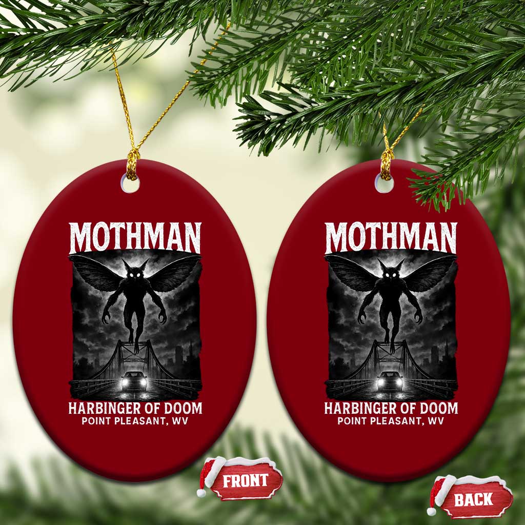 Mothman Ceramic Ornament Horror Poster Halloween Harbinger of Doom Cryptid Creature TS10 Print Your Wear