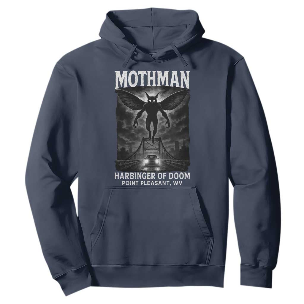 Mothman Hoodie Horror Poster Halloween Harbinger of Doom Cryptid Creature TS10 Navy Print Your Wear