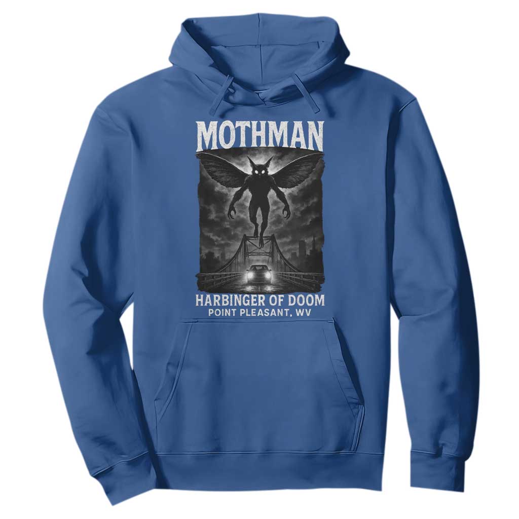 Mothman Hoodie Horror Poster Halloween Harbinger of Doom Cryptid Creature TS10 Royal Blue Print Your Wear
