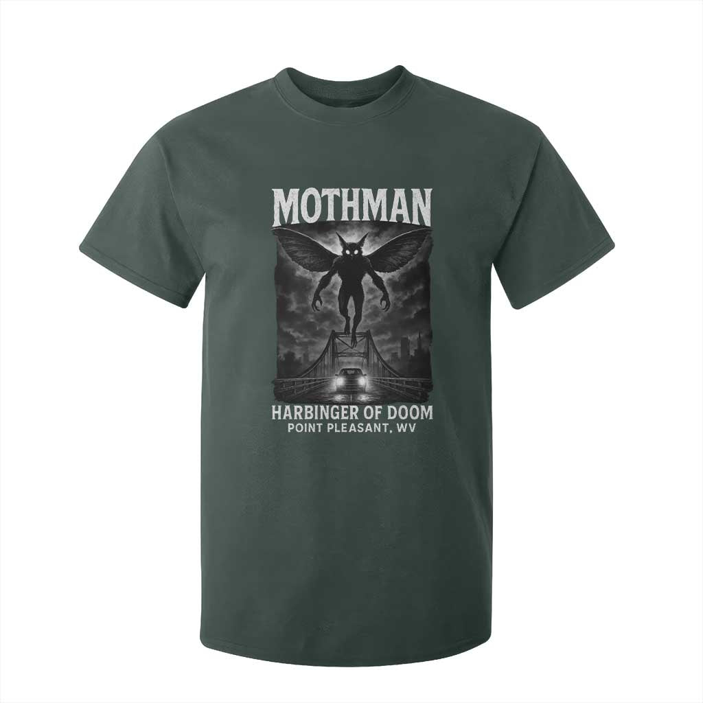 Mothman T Shirt For Kid Horror Poster Halloween Harbinger of Doom Cryptid Creature TS10 Dark Forest Green Print Your Wear