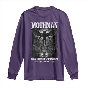 Mothman Long Sleeve Shirt Horror Poster Halloween Harbinger of Doom Cryptid Creature TS10 Purple Print Your Wear