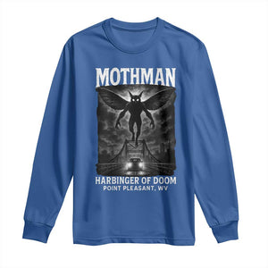 Mothman Long Sleeve Shirt Horror Poster Halloween Harbinger of Doom Cryptid Creature TS10 Royal Blue Print Your Wear