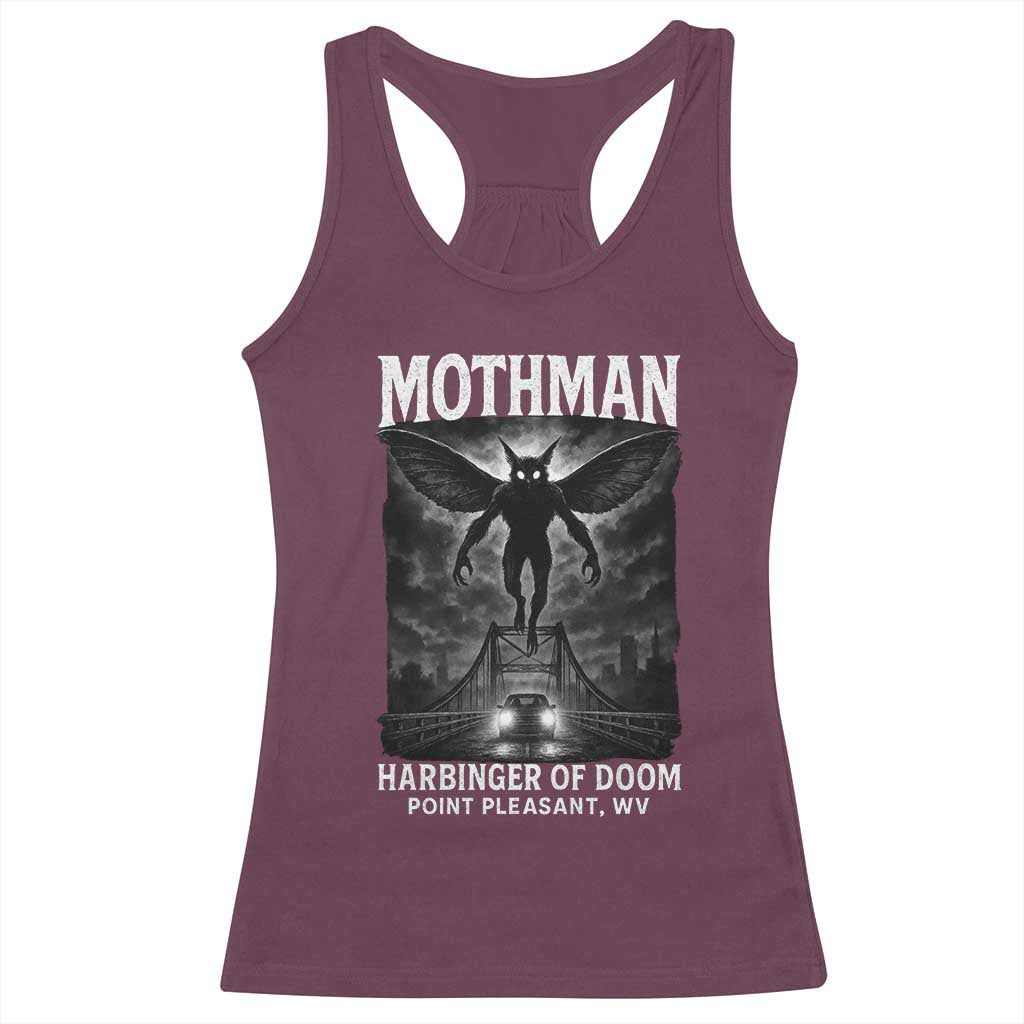 Mothman Racerback Tank Top Horror Poster Halloween Harbinger of Doom Cryptid Creature TS10 Maroon Print Your Wear