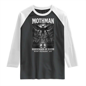 Mothman Raglan Shirt Horror Poster Halloween Harbinger of Doom Cryptid Creature TS10 Black White Print Your Wear