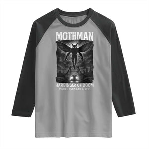 Mothman Raglan Shirt Horror Poster Halloween Harbinger of Doom Cryptid Creature TS10 Sport Gray Black Print Your Wear