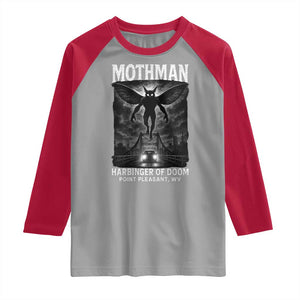 Mothman Raglan Shirt Horror Poster Halloween Harbinger of Doom Cryptid Creature TS10 Sport Gray Red Print Your Wear