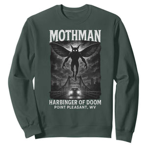 Mothman Sweatshirt Horror Poster Halloween Harbinger of Doom Cryptid Creature TS10 Dark Forest Green Print Your Wear