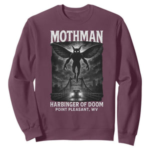 Mothman Sweatshirt Horror Poster Halloween Harbinger of Doom Cryptid Creature TS10 Maroon Print Your Wear