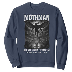 Mothman Sweatshirt Horror Poster Halloween Harbinger of Doom Cryptid Creature TS10 Navy Print Your Wear