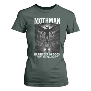 Mothman T Shirt For Women Horror Poster Halloween Harbinger of Doom Cryptid Creature TS10 Dark Forest Green Print Your Wear