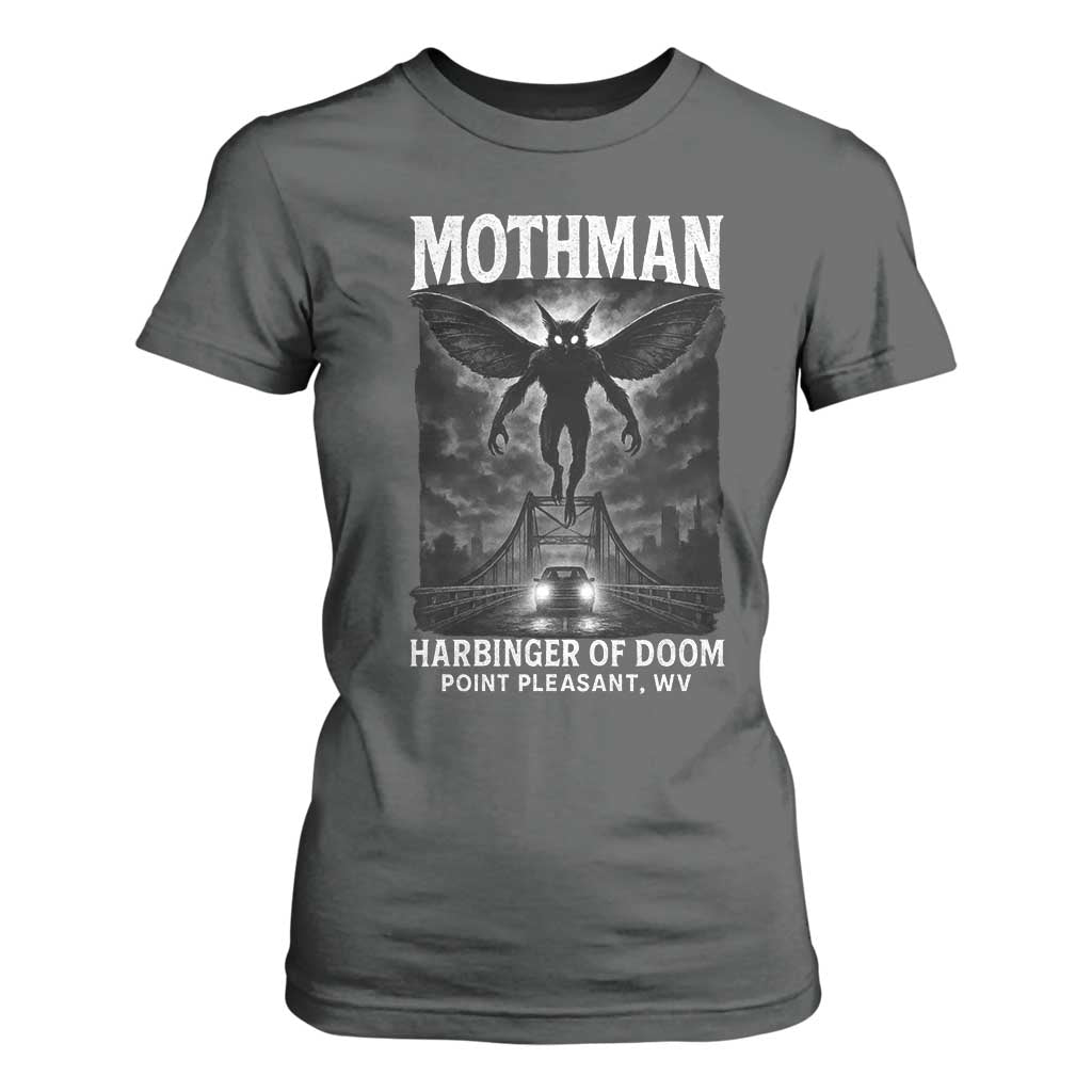 Mothman T Shirt For Women Horror Poster Halloween Harbinger of Doom Cryptid Creature TS10 Dark Heather Print Your Wear