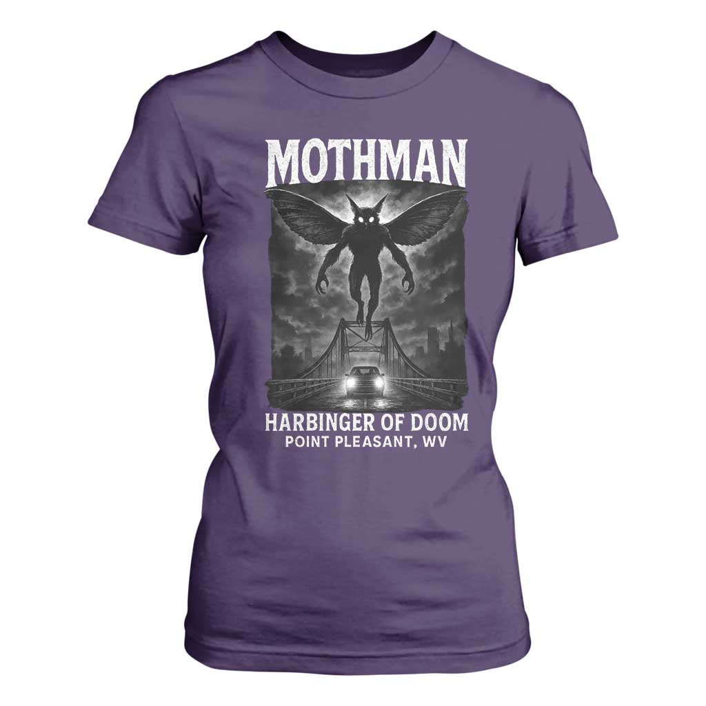 Mothman T Shirt For Women Horror Poster Halloween Harbinger of Doom Cryptid Creature TS10 Purple Print Your Wear