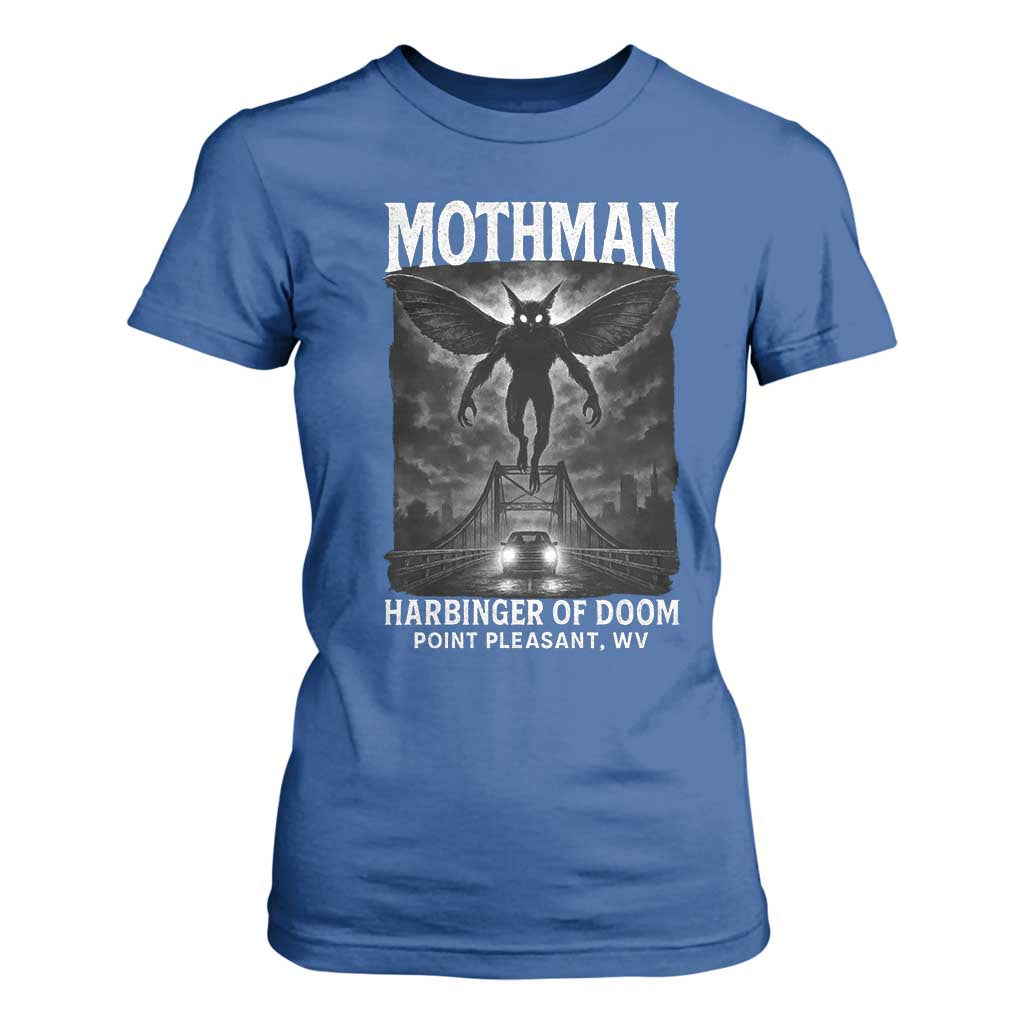 Mothman T Shirt For Women Horror Poster Halloween Harbinger of Doom Cryptid Creature TS10 Royal Blue Print Your Wear