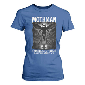 Mothman T Shirt For Women Horror Poster Halloween Harbinger of Doom Cryptid Creature TS10 Royal Blue Print Your Wear