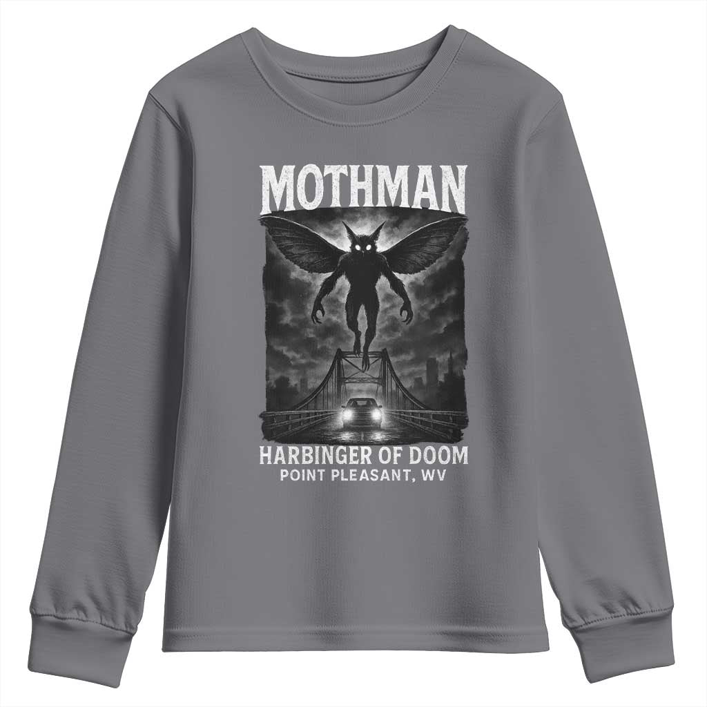 Mothman Youth Sweatshirt Horror Poster Halloween Harbinger of Doom Cryptid Creature TS10 Charcoal Print Your Wear