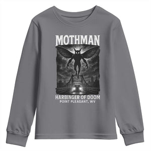 Mothman Youth Sweatshirt Horror Poster Halloween Harbinger of Doom Cryptid Creature TS10 Charcoal Print Your Wear