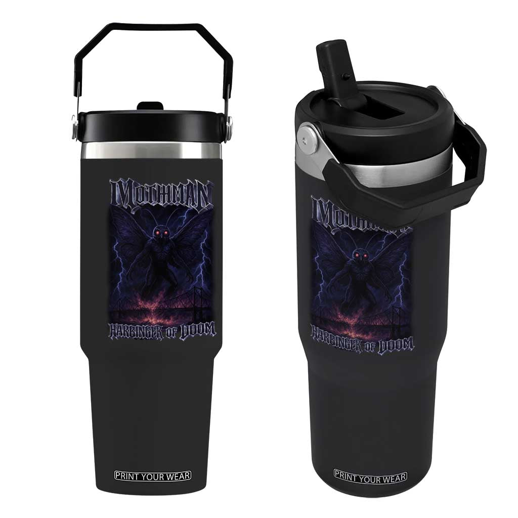 Mothman Flip Straw Tumbler Black Bridge Folk Horror Cryptid Fan TS10 One Size: 30 oz Black Print Your Wear