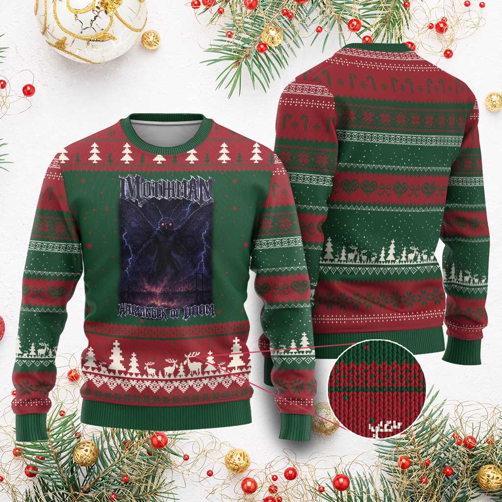 Mothman Ugly Christmas Sweater Black Bridge Folk Horror Cryptid Fan TS10 Red Green Print Your Wear