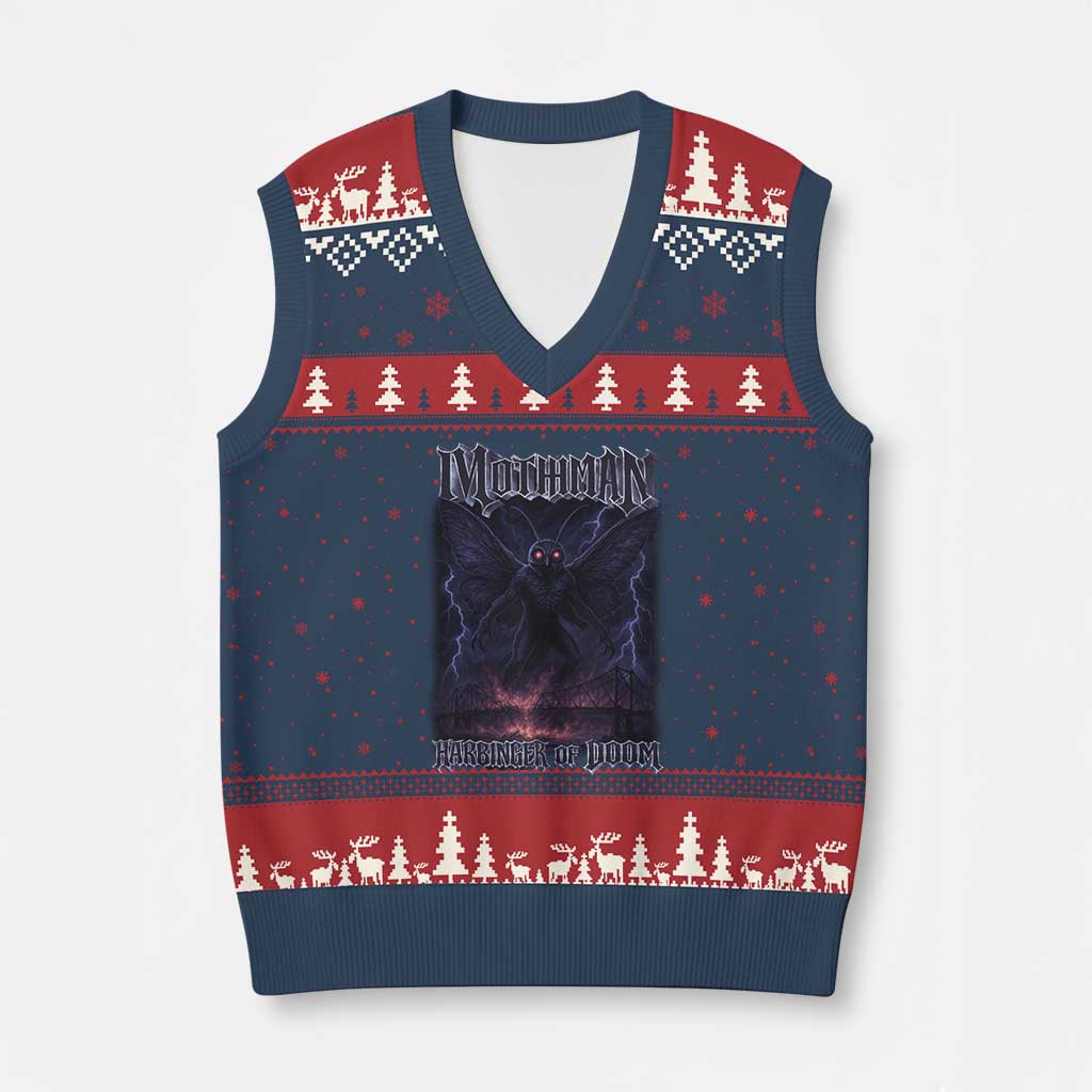 Mothman V-Neck Knit Sweater Vest Black Bridge Folk Horror Cryptid Fan TS10 Navy Red Print Your Wear