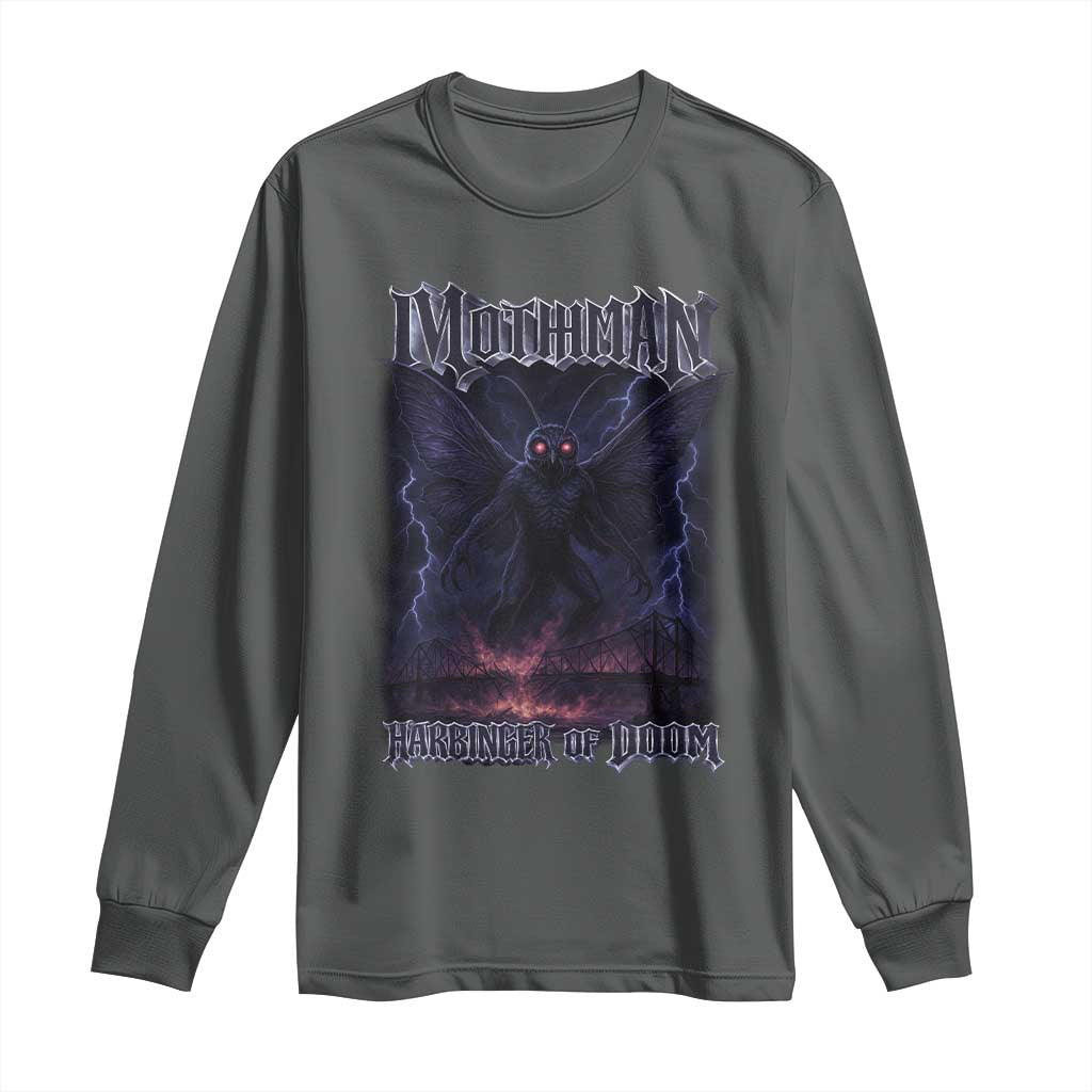 Mothman Long Sleeve Shirt Black Bridge Folk Horror Cryptid Fan TS10 Dark Heather Print Your Wear