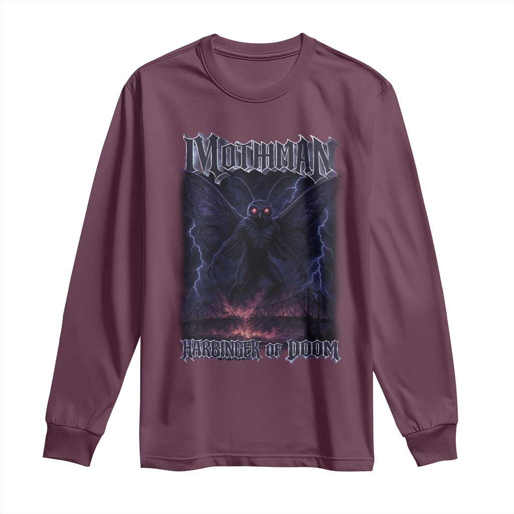 Mothman Long Sleeve Shirt Black Bridge Folk Horror Cryptid Fan TS10 Maroon Print Your Wear