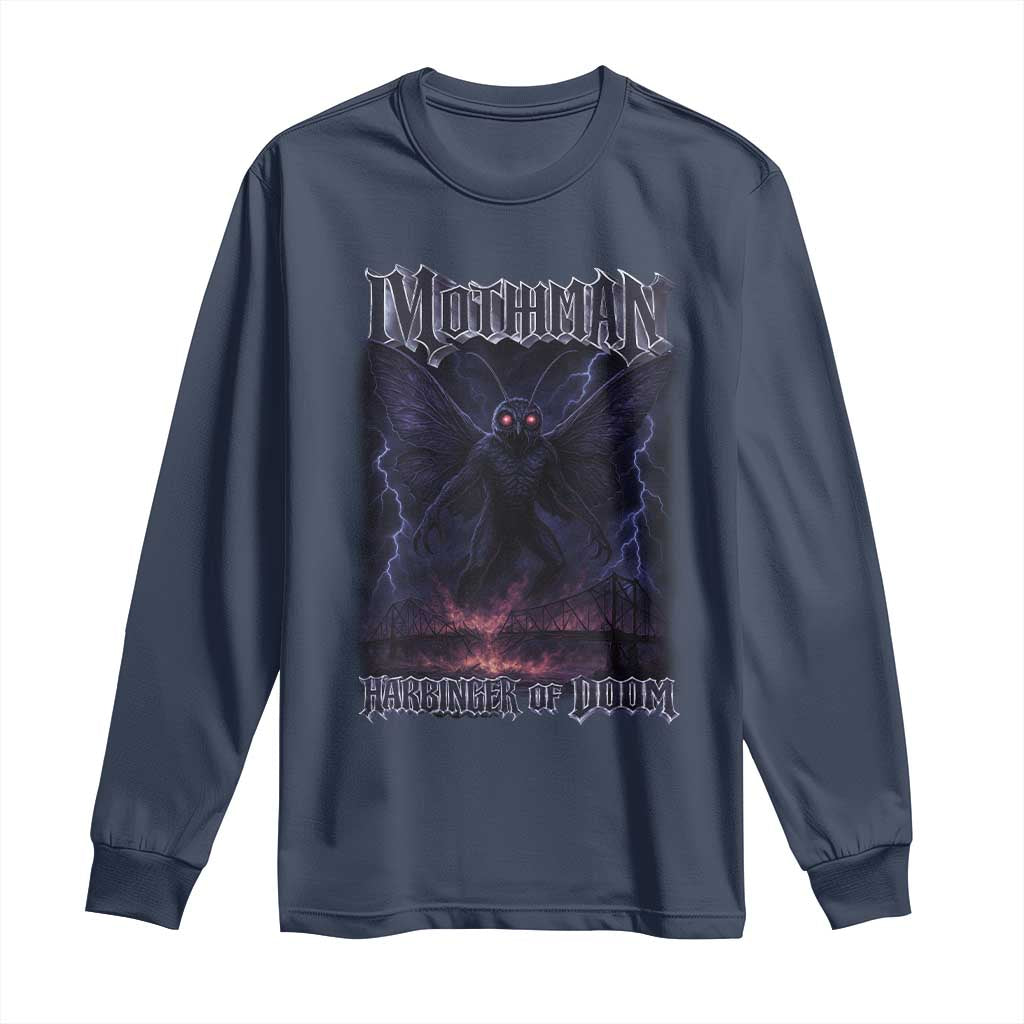Mothman Long Sleeve Shirt Black Bridge Folk Horror Cryptid Fan TS10 Navy Print Your Wear