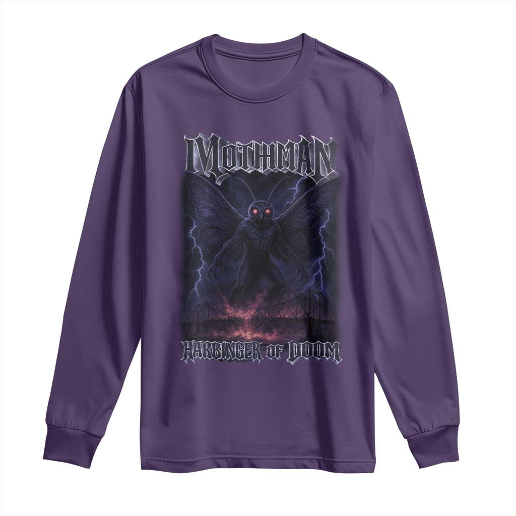 Mothman Long Sleeve Shirt Black Bridge Folk Horror Cryptid Fan TS10 Purple Print Your Wear