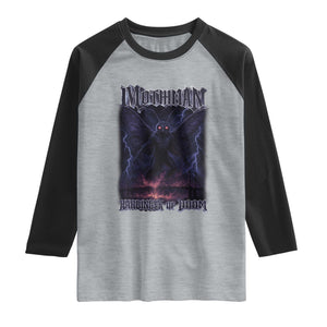 Mothman Raglan Shirt Black Bridge Folk Horror Cryptid Fan TS10 Heather Gray Black Print Your Wear