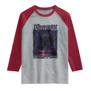 Mothman Raglan Shirt Black Bridge Folk Horror Cryptid Fan TS10 Heather Gray Heather Red Print Your Wear