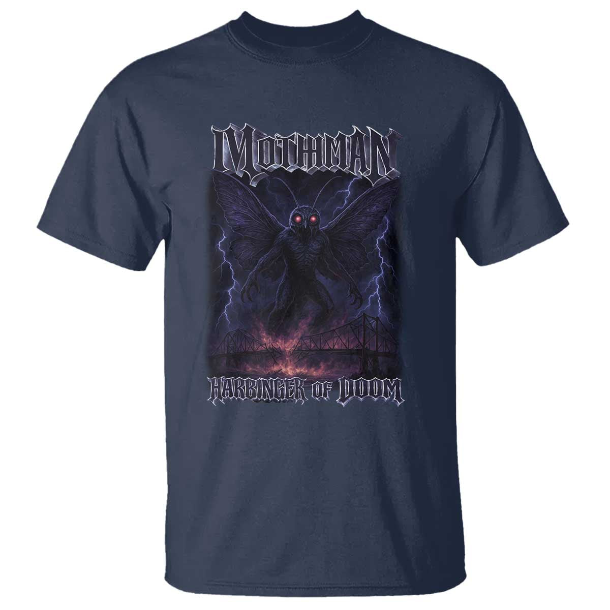 Mothman T Shirt Black Bridge Folk Horror Cryptid Fan TS10 Navy Print Your Wear