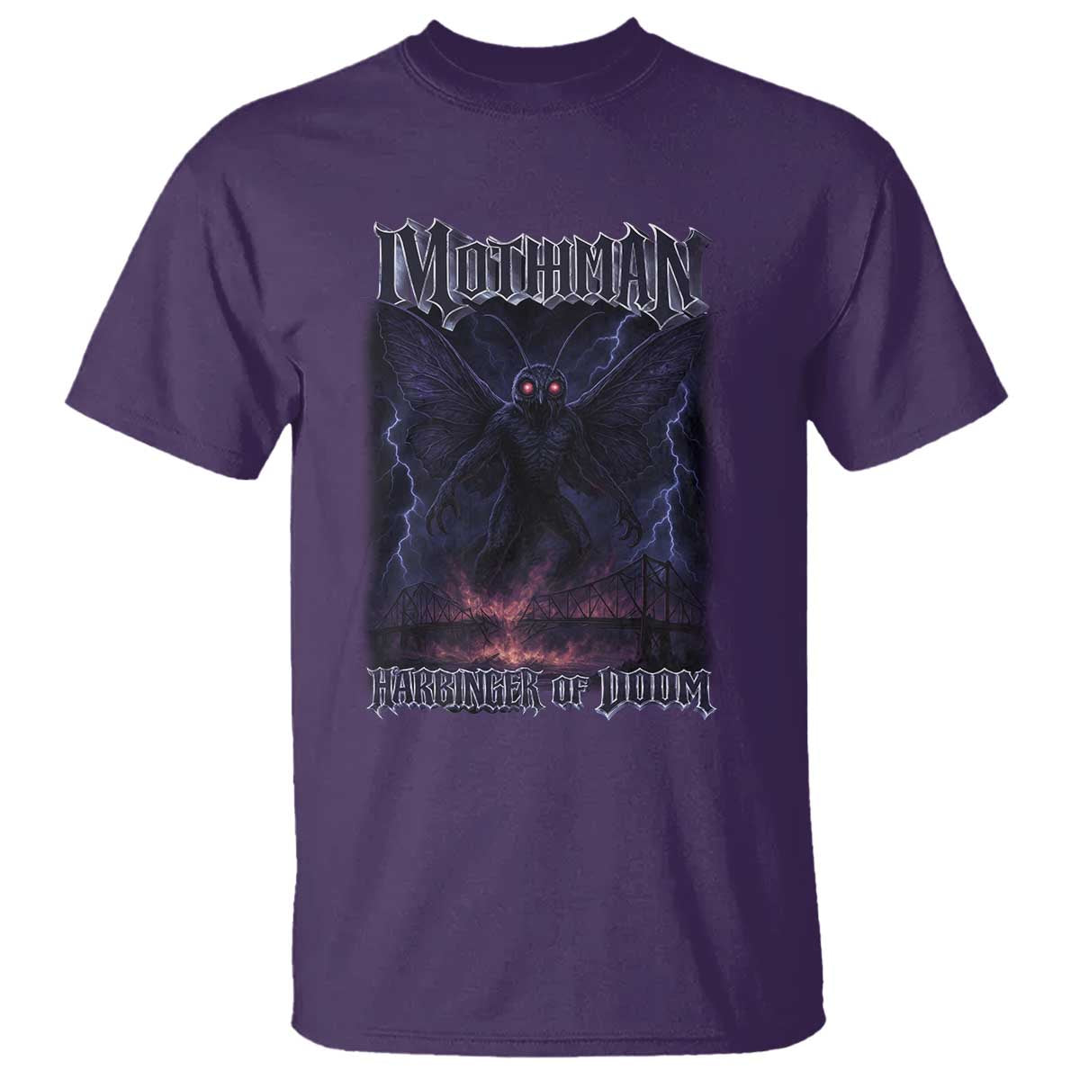 Mothman T Shirt Black Bridge Folk Horror Cryptid Fan TS10 Purple Print Your Wear