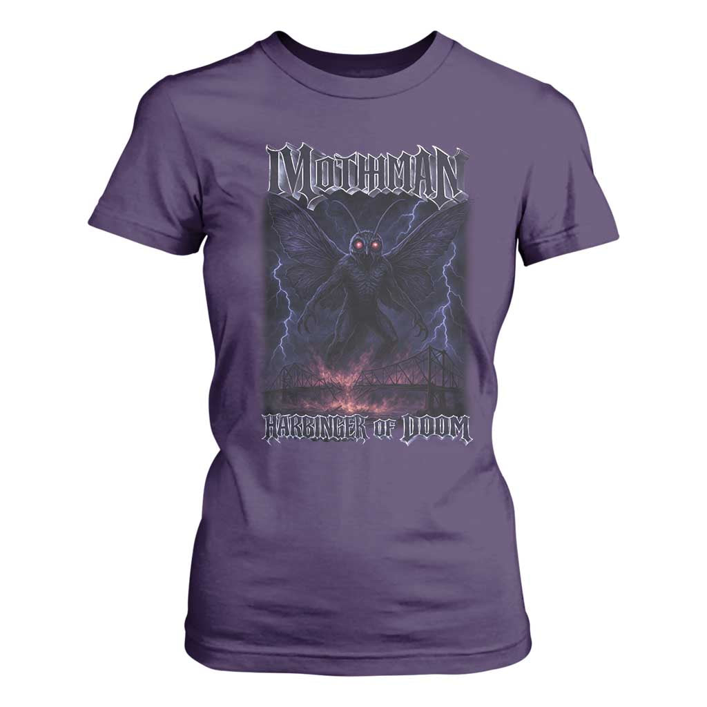 Mothman T Shirt For Women Black Bridge Folk Horror Cryptid Fan TS10 Purple Print Your Wear