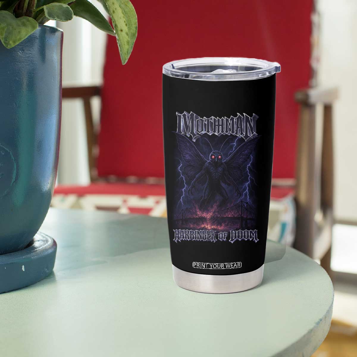 Mothman Tumbler Cup Black Bridge Folk Horror Cryptid Fan TS10 Print Your Wear