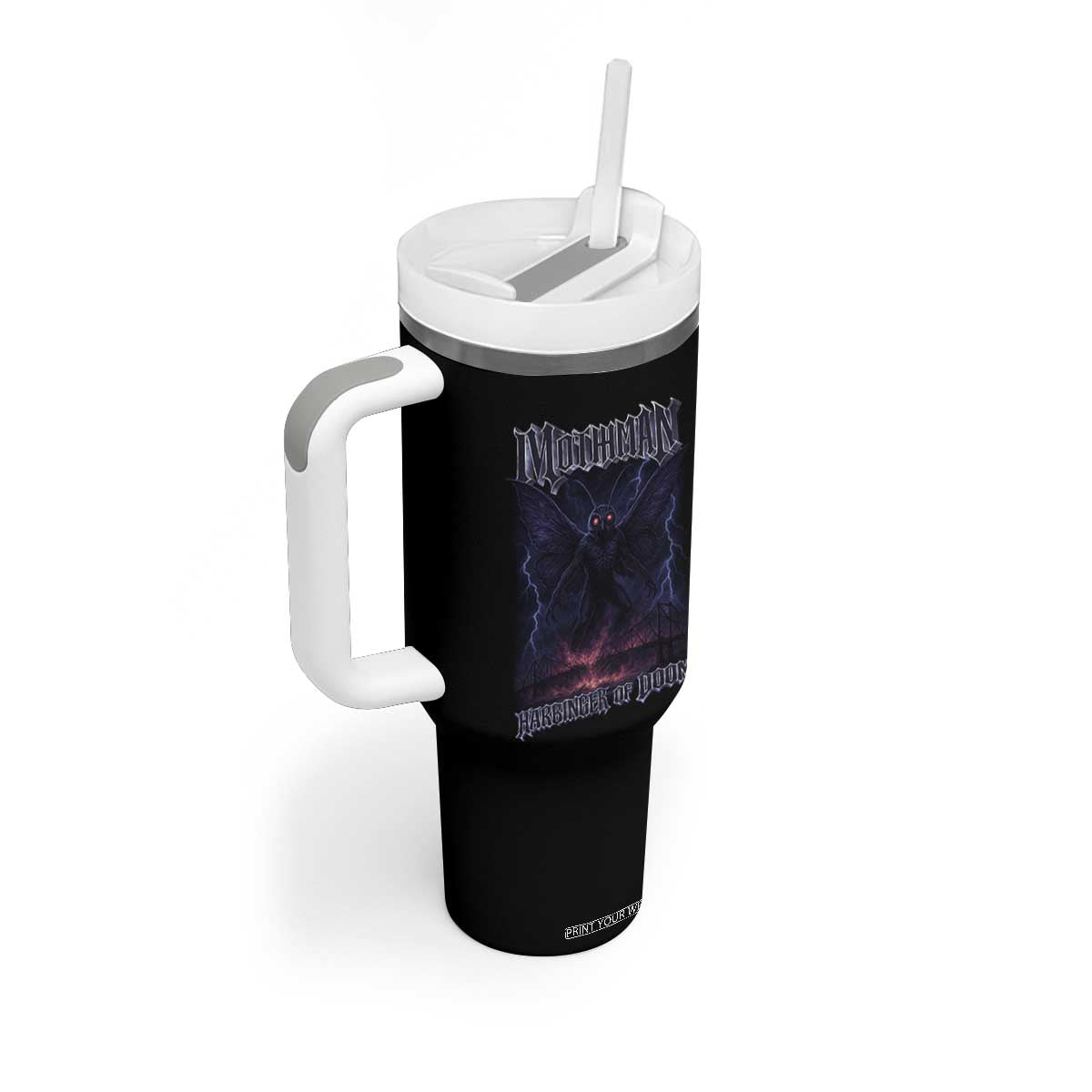 Mothman Tumbler With Handle Black Bridge Folk Horror Cryptid Fan TS10 Print Your Wear