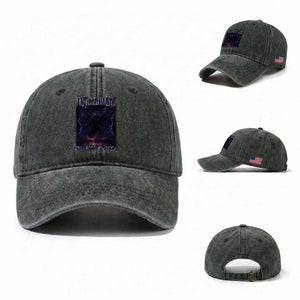 Mothman Washed Cotton Baseball Cap Black Bridge Folk Horror Cryptid Fan TS10 Washed Cap Universal Fit Dark Green Print Your Wear