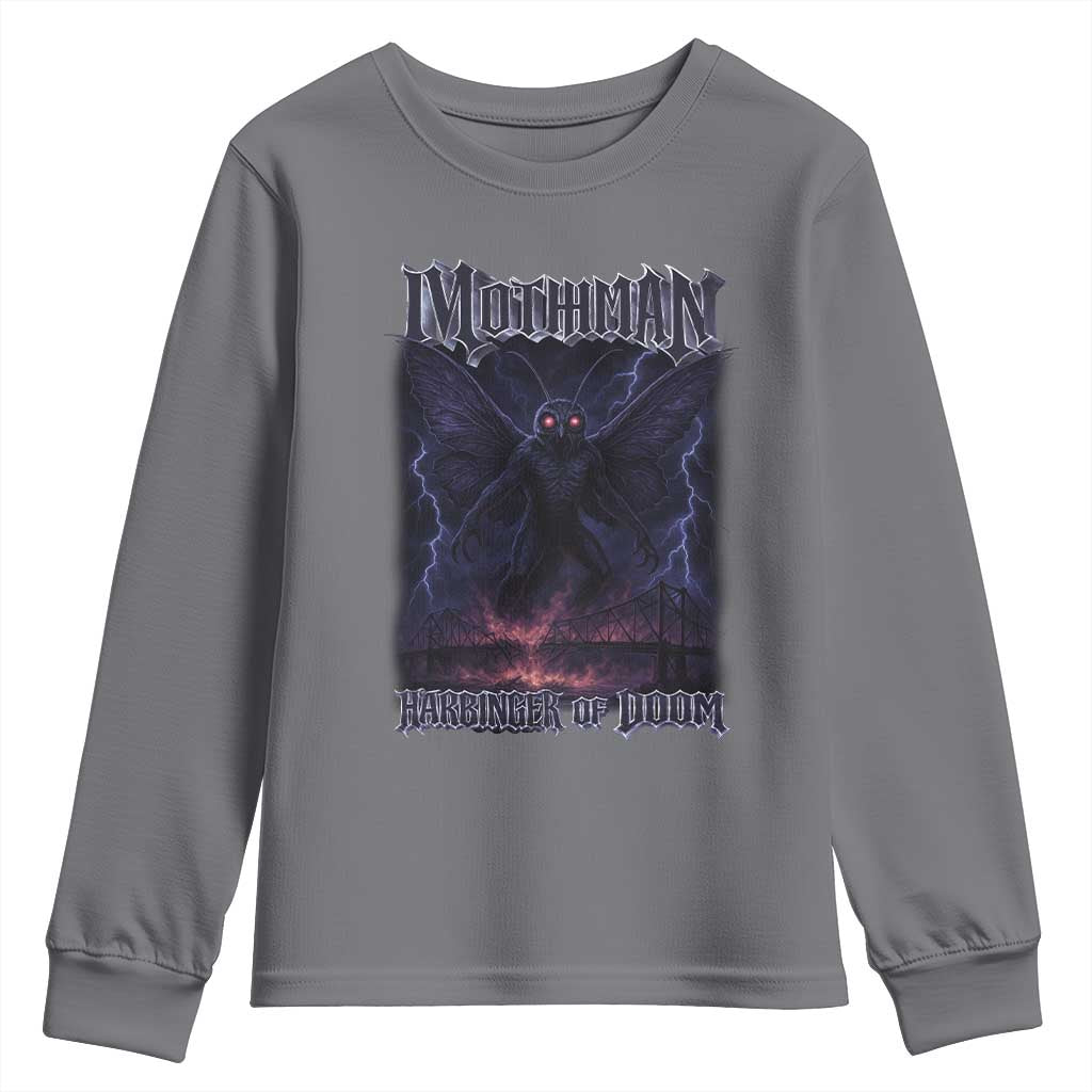 Mothman Youth Sweatshirt Black Bridge Folk Horror Cryptid Fan TS10 Charcoal Print Your Wear