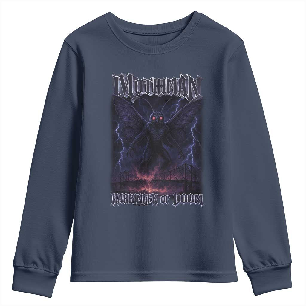 Mothman Youth Sweatshirt Black Bridge Folk Horror Cryptid Fan TS10 Navy Print Your Wear