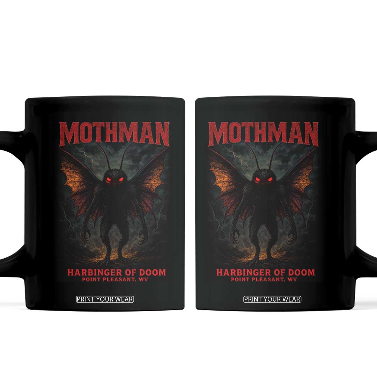 Mothman Coffee Mug Horror Harbinger of Doom Urban Myth Cryptid Creature TS10 Black Print Your Wear