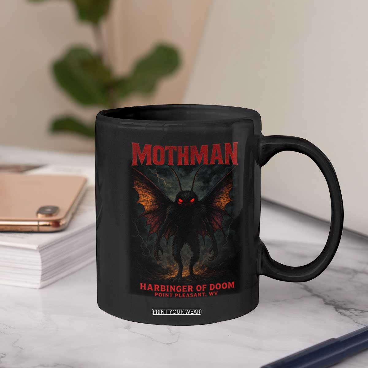 Mothman Coffee Mug Horror Harbinger of Doom Urban Myth Cryptid Creature TS10 Print Your Wear