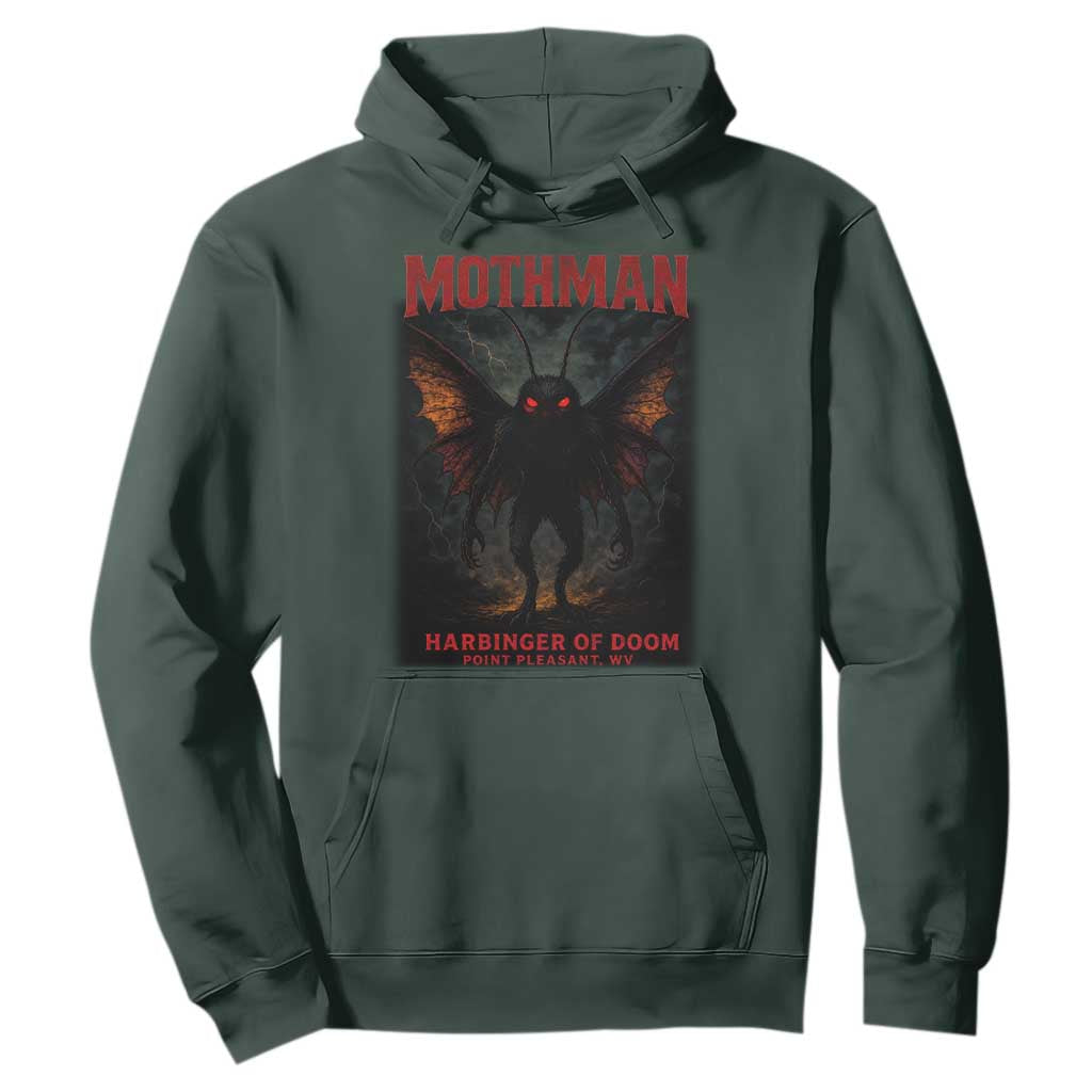 Mothman Hoodie Horror Harbinger of Doom Urban Myth Cryptid Creature TS10 Dark Forest Green Print Your Wear