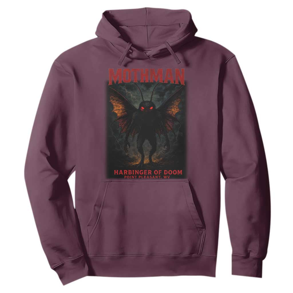 Mothman Hoodie Horror Harbinger of Doom Urban Myth Cryptid Creature TS10 Maroon Print Your Wear