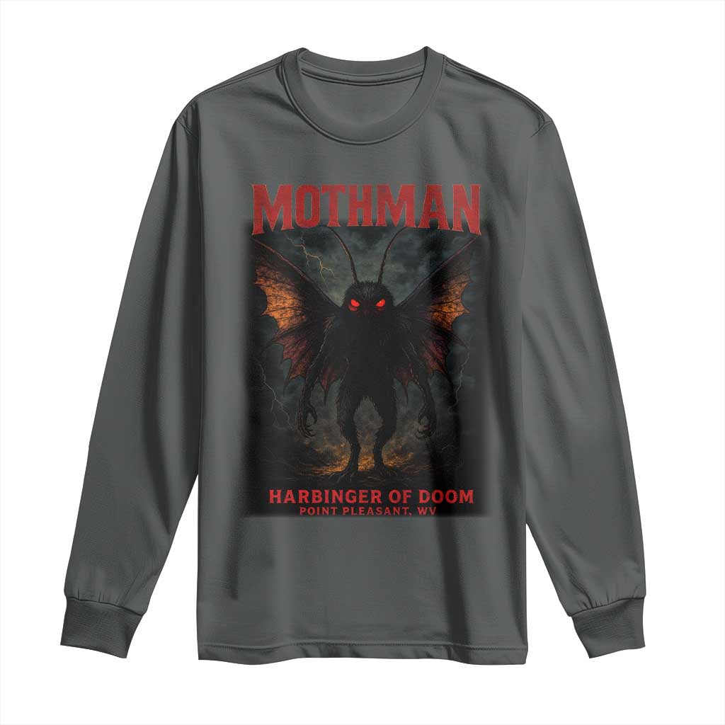 Mothman Long Sleeve Shirt Horror Harbinger of Doom Urban Myth Cryptid Creature TS10 Dark Heather Print Your Wear