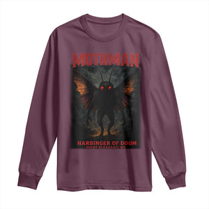 Mothman Long Sleeve Shirt Horror Harbinger of Doom Urban Myth Cryptid Creature TS10 Maroon Print Your Wear
