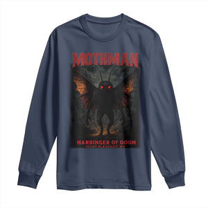 Mothman Long Sleeve Shirt Horror Harbinger of Doom Urban Myth Cryptid Creature TS10 Navy Print Your Wear