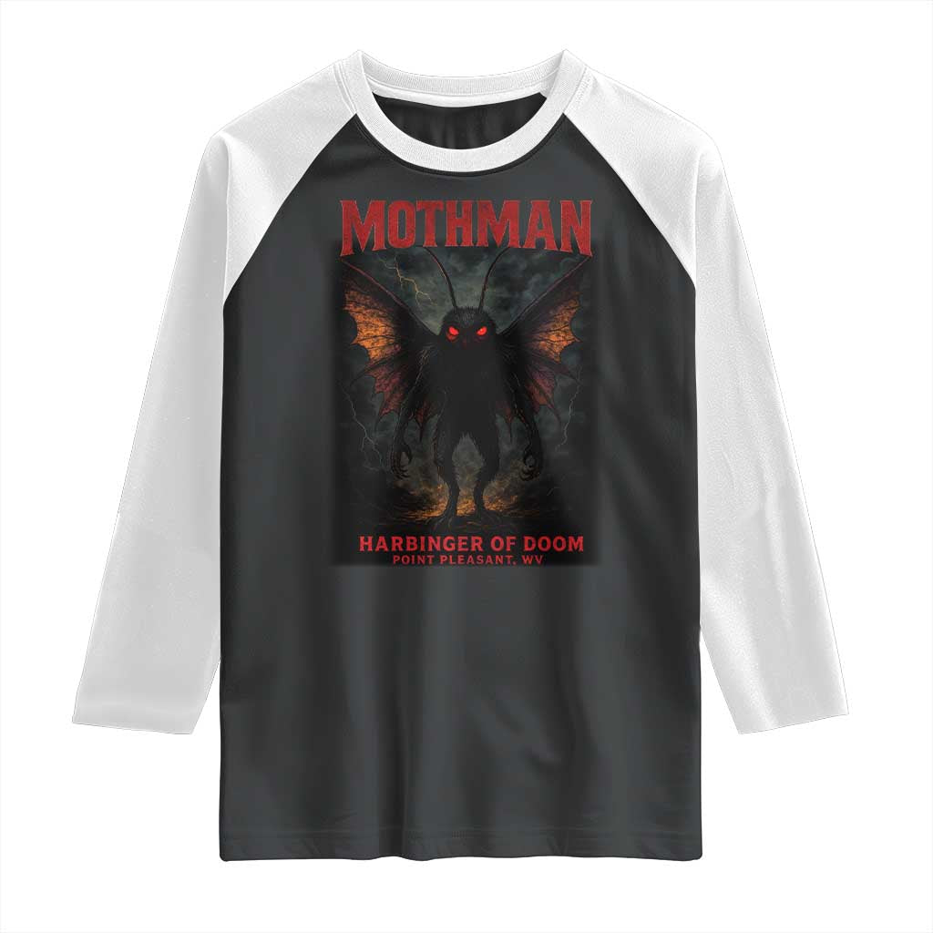 Mothman Raglan Shirt Horror Harbinger of Doom Urban Myth Cryptid Creature TS10 Black White Print Your Wear