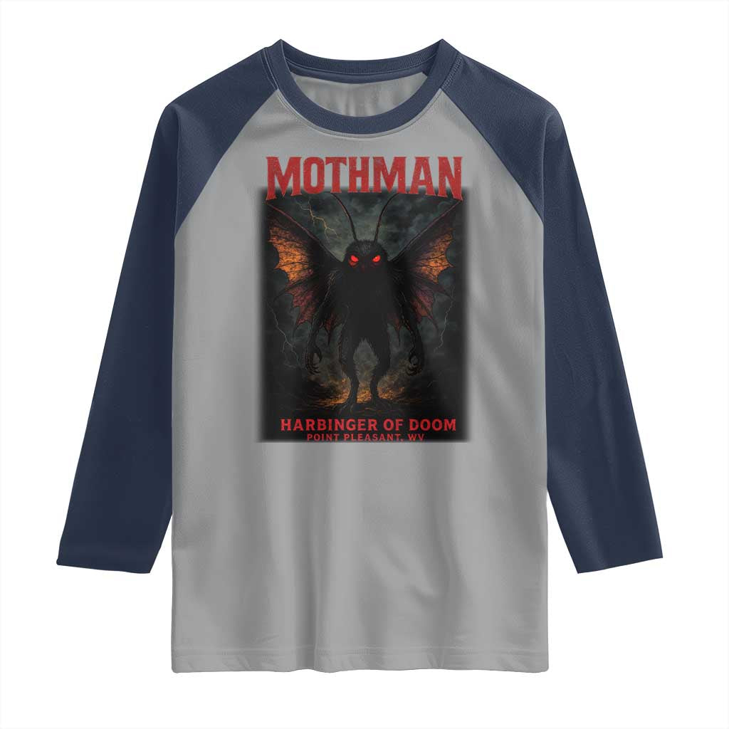 Mothman Raglan Shirt Horror Harbinger of Doom Urban Myth Cryptid Creature TS10 Sport Gray Navy Print Your Wear