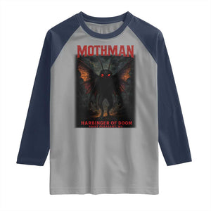 Mothman Raglan Shirt Horror Harbinger of Doom Urban Myth Cryptid Creature TS10 Sport Gray Navy Print Your Wear