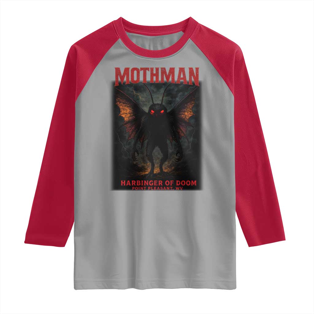 Mothman Raglan Shirt Horror Harbinger of Doom Urban Myth Cryptid Creature TS10 Sport Gray Red Print Your Wear